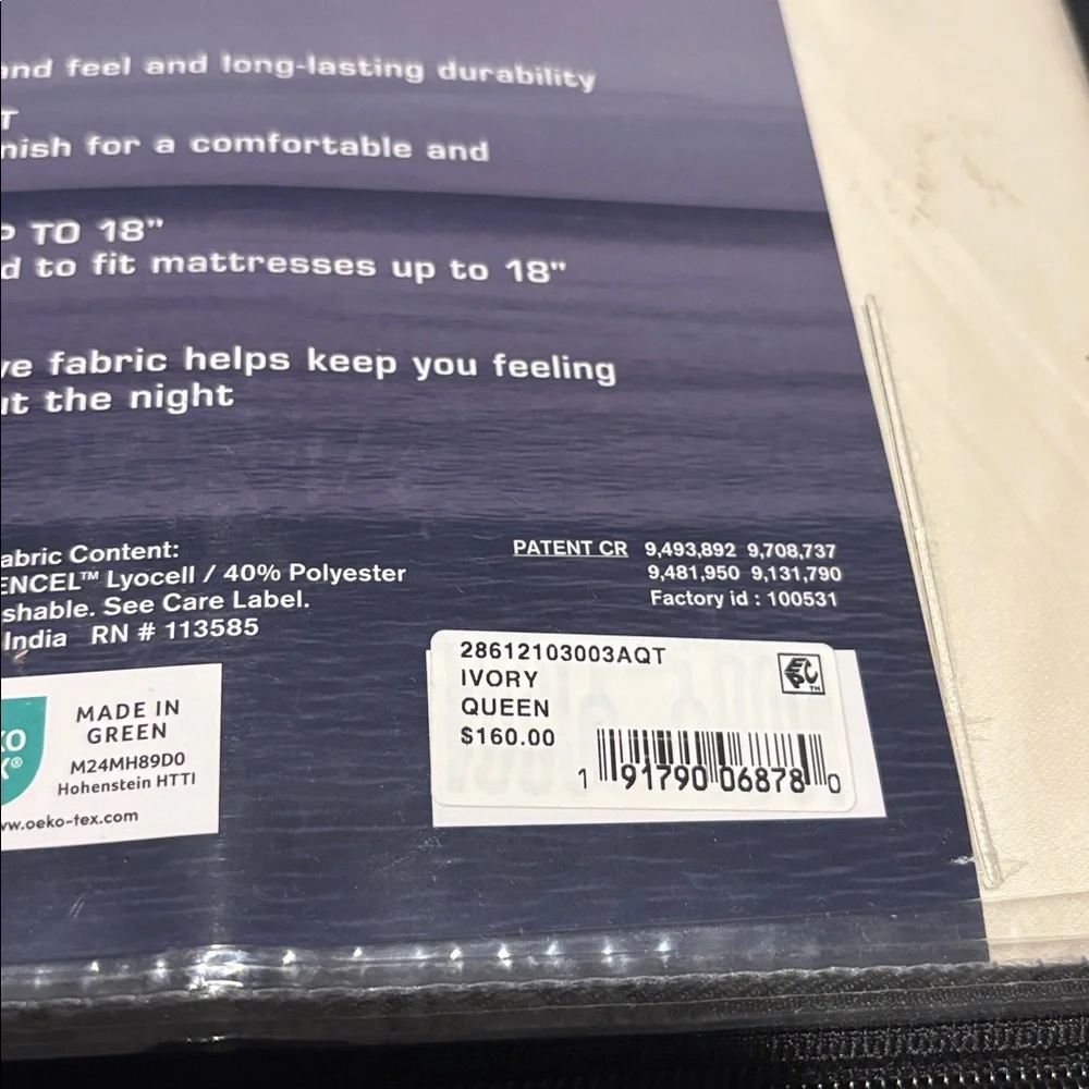 Serene Sleep Ivory QUEEN 4 Pc Sheet Set Retail $160